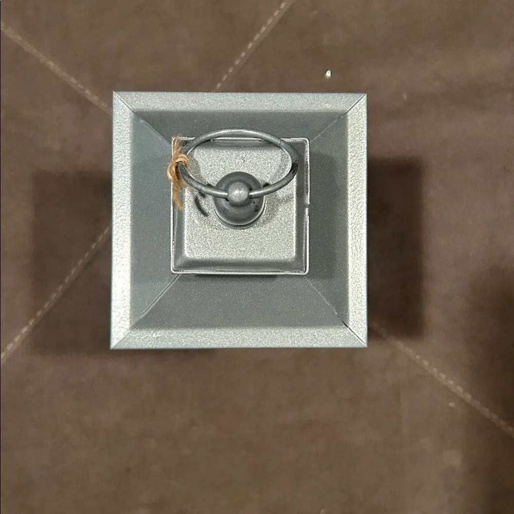 Silver Lantern with White Stones on Bottom latch to open and close